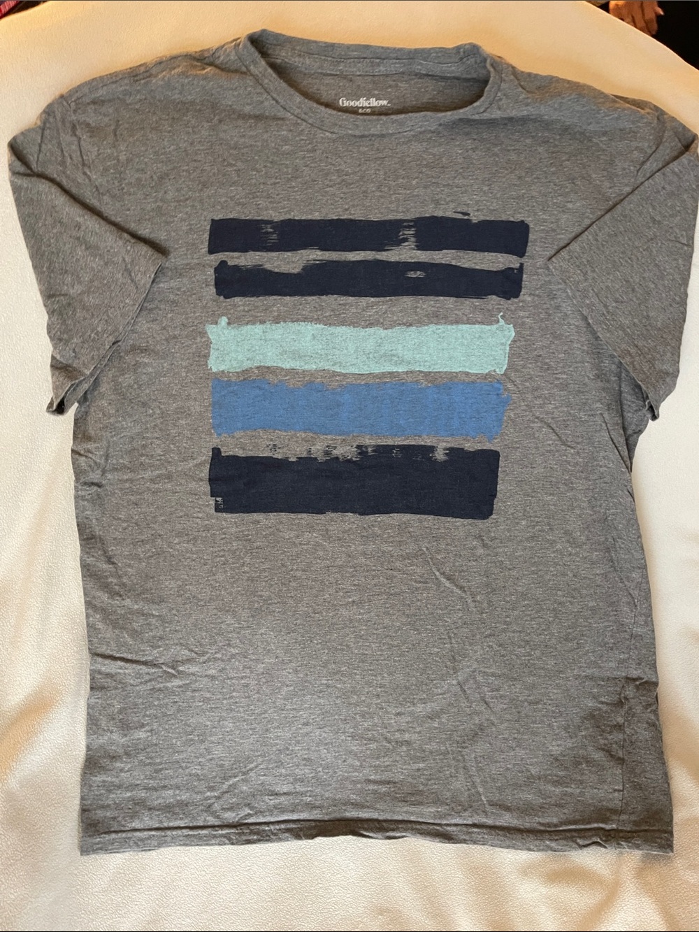 Goodfellow & Co Gray Short-Sleeve Stripe Graphic Tee